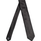Dolce & Gabbana Black Satin 100% Silk Adjustable Tied Men Necktie Tie