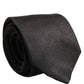 Dolce & Gabbana Black Satin 100% Silk Adjustable Tied Men Necktie Tie