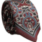 Dolce & Gabbana Bordeaux Printed 100% Silk Adjustable Men Necktie Tie