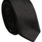 Dolce & Gabbana Black Satin Textured Adjustable Necktie Men Accessory Tie