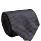 Dolce & Gabbana Dark Blue Geometric Silk Adjustable Necktie Accessory Tie