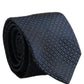 Dolce & Gabbana Men Dark Blue Geometric Silk Adjustable Tied Necktie Tie