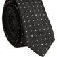 Dolce & Gabbana Dark Gray Polka Dot Silk Adjustable Necktie Accessory Tie