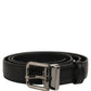 Dolce & Gabbana Black Leather Silver Tone Metal Buckle Belt