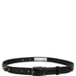 Dolce & Gabbana Black Leather Silver Tone Metal Buckle Belt