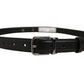 Dolce & Gabbana Black Leather Silver Tone Metal Buckle Belt
