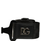 Dolce & Gabbana Men Black Fabric Strap Logo Metal Buckle Belt
