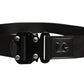 Dolce & Gabbana Men Black Fabric Strap Logo Metal Buckle Belt