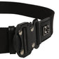 Dolce & Gabbana Men Black Fabric Strap Logo Metal Buckle Belt