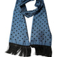 Dolce & Gabbana Blue Polka Dot Silk Fringed Lace Stole Scarf
