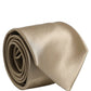 Dolce & Gabbana Beige Satin Silk Adjustable Tied Necktie Accessory Tie