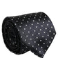 Dolce & Gabbana Dark Blue Polka Dot Silk Adjustable Necktie Accessory Tie