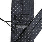 Dolce & Gabbana Dark Blue Polka Dot Silk Adjustable Necktie Accessory Tie