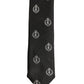 Dolce & Gabbana Black Crest Emblem Silk Adjustable Necktie Accessory Tie