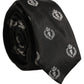Dolce & Gabbana Black Crest Emblem Silk Adjustable Necktie Accessory Tie