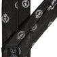 Dolce & Gabbana Black Crest Emblem Silk Adjustable Necktie Accessory Tie