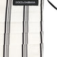 Dolce & Gabbana White Black Pinstripe Pleated Elastic Ear Strap Face Mask