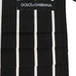 Dolce & Gabbana Black White Pinstripe Pleated Elastic Ear Strap Face Mask