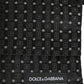 Dolce & Gabbana Black Silk Patterned Pleated Elastic Ear Strap Face Mask