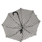 Dolce & Gabbana Black White Gingham Check Cotton Long Handle Umbrella