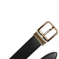Dolce & Gabbana Black Grained Leather Gold Metal Buckle Belt