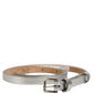 Dolce & Gabbana Metallic Silver Leather Square Buckle Belt