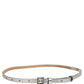 Dolce & Gabbana Metallic Silver Leather Square Buckle Belt