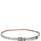 Dolce & Gabbana Metallic Silver Leather Square Buckle Belt