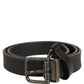 Dolce & Gabbana Black Leather Antique Finish Buckle Belt