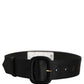 Dolce & Gabbana Black Wide Fabric Oval Buckle Cintura Belt