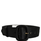 Dolce & Gabbana Black Wide Fabric Oval Buckle Cintura Belt