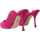 Dolce & Gabbana Fuchsia Suede Leather Mules Sandals Shoes