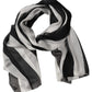Dolce & Gabbana Black White Stripe Silk Shawl Stole Scarf