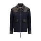 P.A.R.O.S.H. Blue Wool Oves Aries Leather Jacket
