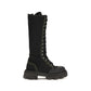 Ganni Black Cotton Lace-Up Boots