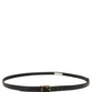 Dolce & Gabbana Black Leather Double Wrap Metal Buckle Belt