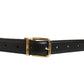 Dolce & Gabbana Black Leather Double Wrap Metal Buckle Belt