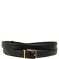 Dolce & Gabbana Black Leather Double Wrap Metal Buckle Belt