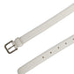 Dolce & Gabbana White Leather Silver Tone Metal Buckle Belt