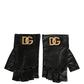 Dolce & Gabbana Black Embellished Wrist Length Fingerless Gloves