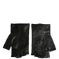 Dolce & Gabbana Black Embellished Wrist Length Fingerless Gloves