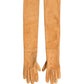 Dolce & Gabbana Tan Genuine Leather Suede Elbow Length Gloves