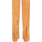 Dolce & Gabbana Tan Genuine Leather Suede Elbow Length Gloves