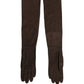 Dolce & Gabbana Brown Genuine Leather Suede Elbow Length Gloves