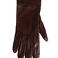 Dolce & Gabbana Brown Genuine Leather Long Elbow Length Gloves