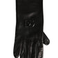 Dolce & Gabbana Black Genuine Leather Embossed DG Logo Gloves