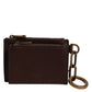 Dolce & Gabbana Brown Leather Logo Embossed Key Chain Coin Purse Wallet