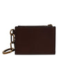 Dolce & Gabbana Brown Leather Logo Embossed Key Chain Coin Purse Wallet