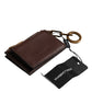 Dolce & Gabbana Brown Leather Logo Embossed Key Chain Coin Purse Wallet