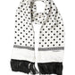Dolce & Gabbana White Black Polka Dot Fringed Shawl Scarf
